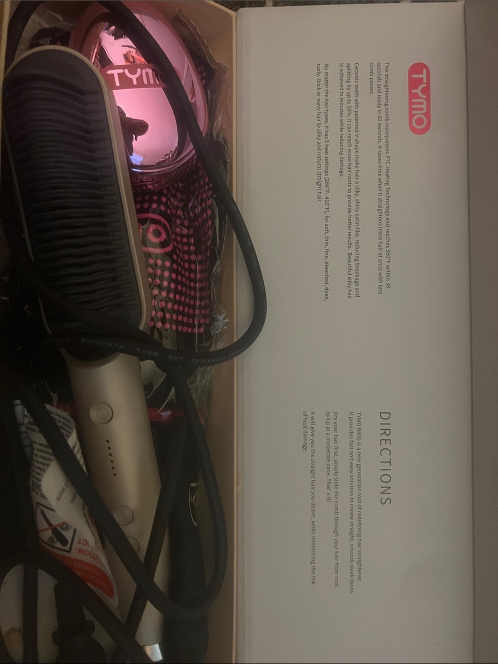 TYMO Pink & Gold Hair Straightening Brush -